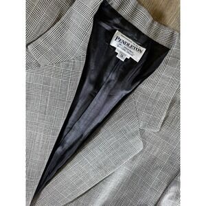 Women's Pendleton Size 14 100% Virgin Wool Blazer Black And White Plaid